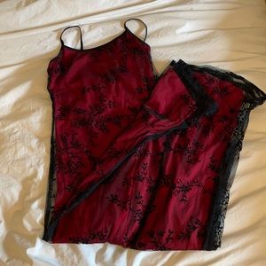 Vintage 90s Byer Too Maxi with mesh+velvet overlay